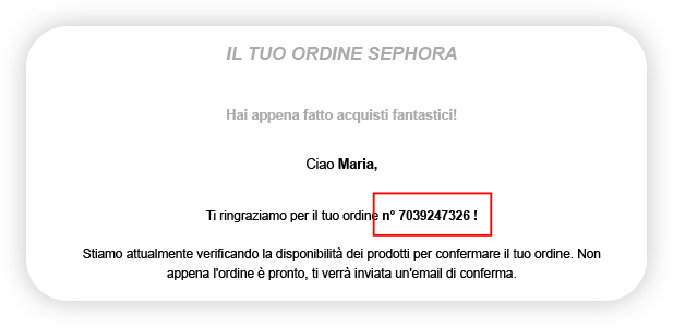 Dove trovo il mio numero d'ordine?